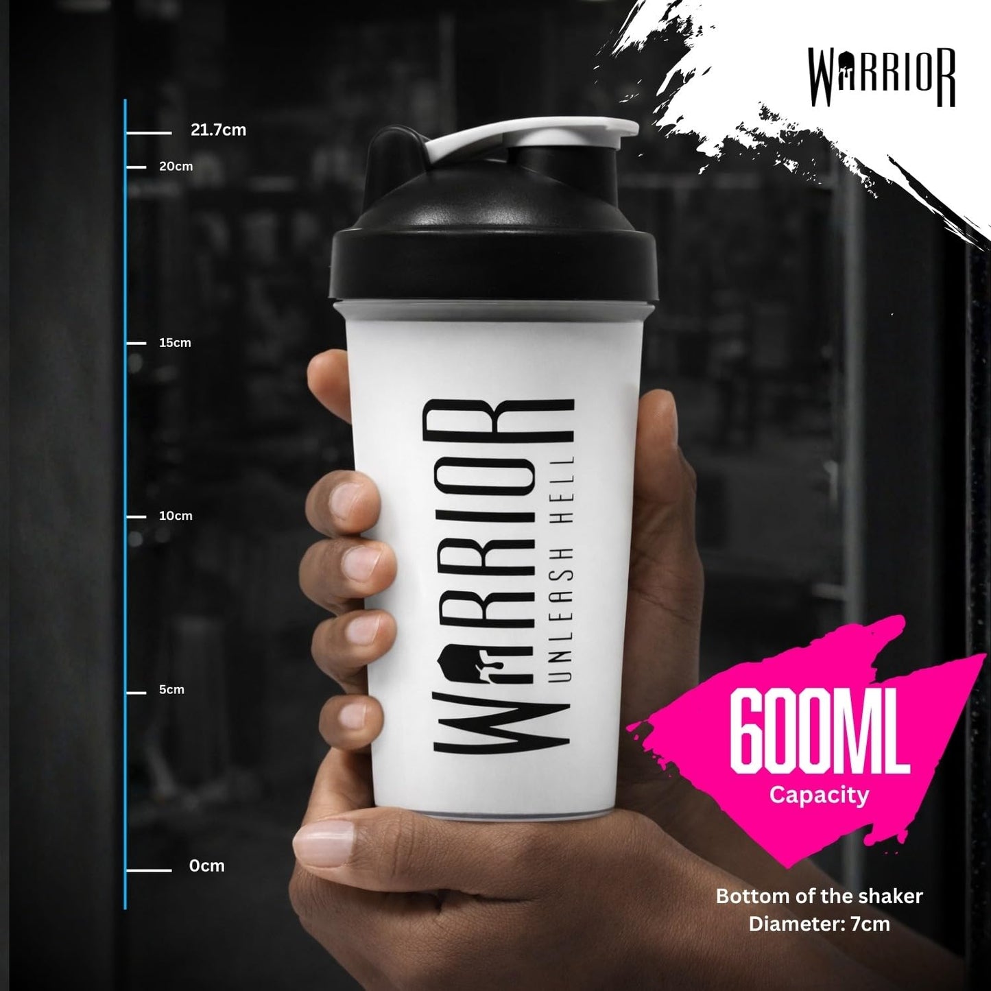 Warrior Protein Shaker 600ml Warrior Proteinshake Becher mit Draht Mixball