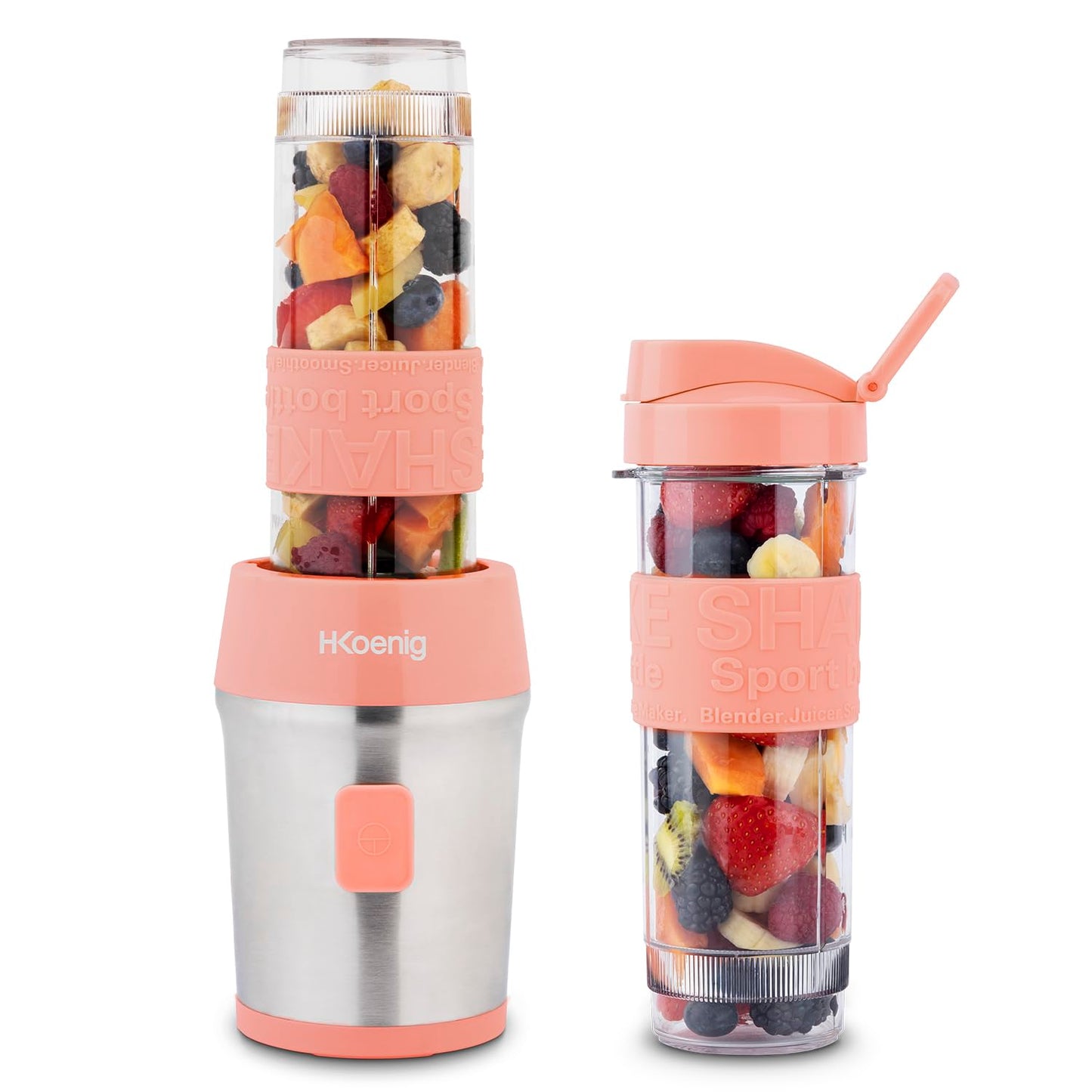 H.Koenig SMOO10 Mini Smoothie Maker H.Koenig Smoothie Mixer kompakt mit Flaschen Rosa