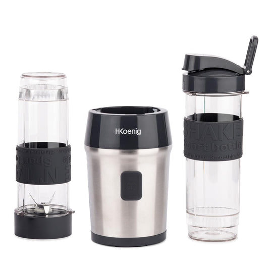 H.Koenig SMOO9 Mini Smoothie Maker H.Koenig Smoothie Mixer kompakt Silber Schwarz