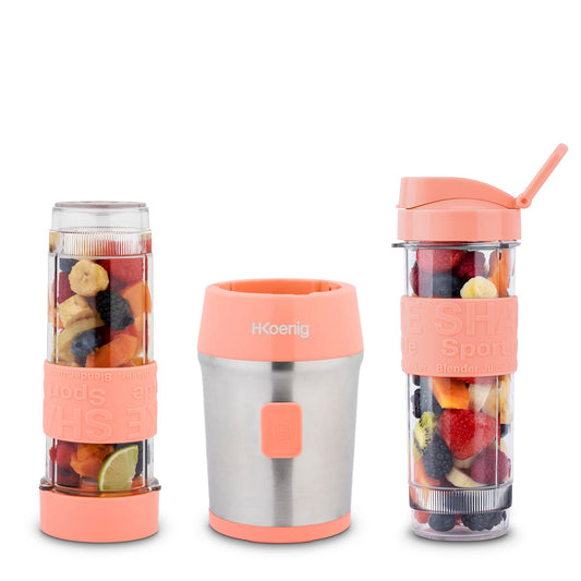 H.Koenig SMOO10 Mini Smoothie Maker H.Koenig Smoothie Mixer kompakt mit Flaschen Rosa