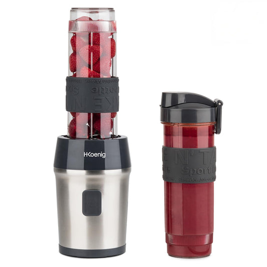 H.Koenig SMOO9 Mini Smoothie Maker H.Koenig Smoothie Mixer kompakt Silber Schwarz