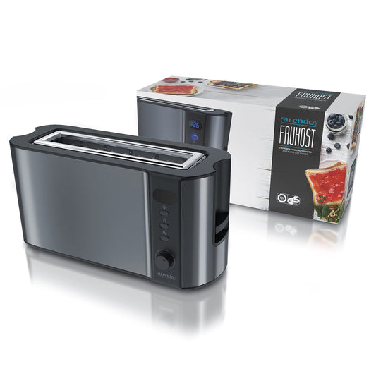 Arendo Langschlitz Toaster Arendo Toaster Doppelwandgehäuse 2 Scheiben Grau