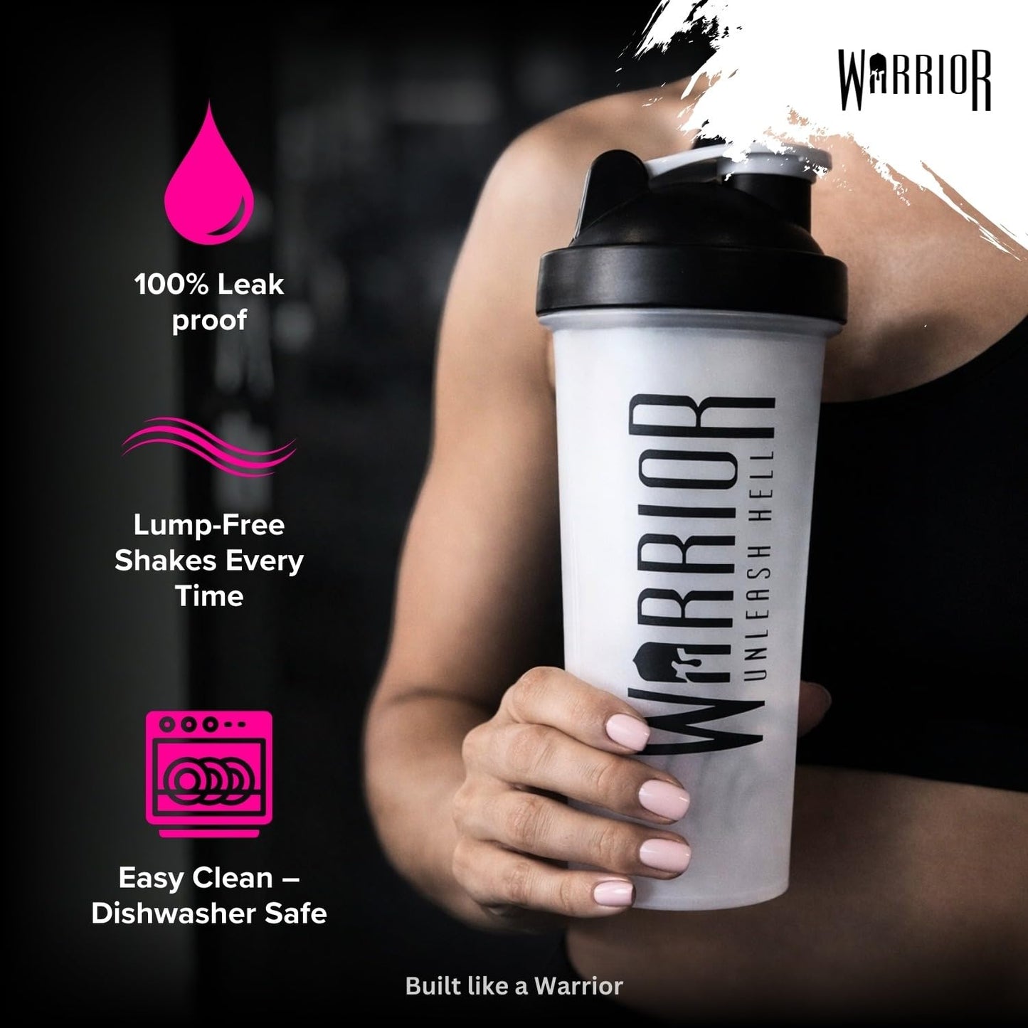 Warrior Protein Shaker 600ml Warrior Proteinshake Becher mit Draht Mixball